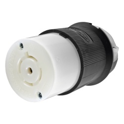 HUBBELL HUB-HBL-2513 Conector Industrial con Bloqueo de Media Vuelta / 20 A 120/208 V CA / 4 Polos 5 Hilos / Color Blanco y Negro / Nema L21-20R/ Grado Industrial.