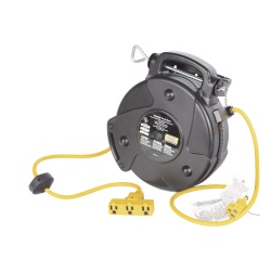 HUBBELL HUB-HBL-C40-123-TT Carrete de Cable comercial (12/3 rudo) para 125 V CA 12.2 m de longitud con salida triple de 15 A.