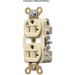 HUBBELL HUB-IG5362I Contacto Duplex Conexion a Tierra Aislada/ 20 A 125 V/ 2 polos 3 Hilos/ Color Marfil/ Nema 5- 20R/ Grado Industrial.