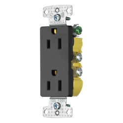 HUBBELL HUB-RRD-15BK Contacto Duplex Decorador 15A 125V / 2 Polos 3 Hilos/ Nema5-15R / Color Negro.