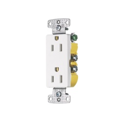 HUBBELL HUB-RRD15W Contacto Duplex Decorador 15A 125V 2 Polos 3 Hilos Color Blanco (Nema5-15R).