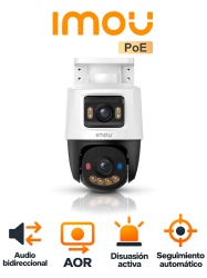 IMOU IPC-PS70FN-8M0 - Cámara IP PT Doble Lente de 8 Megapixeles/ Audio Bidireccional/ Visión Nocturna Inteligente a Color/ Seguimiento Inteligente/ Soporta MicroSD de Hasta 512Gb/ AOR MODE/ 30 Mts IR / Para Exterior