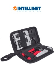 INTELLINET ITL1600006 INTELLINET 780070 - Kit de herramientas para red de 4 piezas: probador de cable UTP ponchadora pinza crimpeadora y pelador de cable