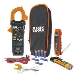 KLEIN TOOLS CL320KIT Kit de Prueba Electrica HVAC para Aire Acondicionado Calefaccion Minisplits etc. Medicion de Voltaje CA/CC Resistencia Frecuencia Capacitancia Diodos Temperatura Ciclo Micro Amper