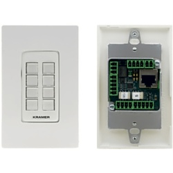 KRAMER RC-308/US-D(W/B) Botonera de Control 8 Botones | PoE | Puertos RS-232, RS-485, IR, Relés, GPI/O | K-NET | Programable con K-Config | Instalación en Caja 1-Gang