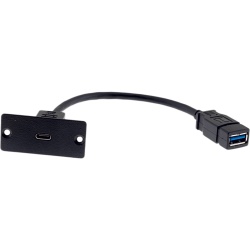 KRAMER WU-CA(B) Inserto de Pared USB-C | 4.8 Gbps USB 3.0 | Cable 12 cm (4.72 in) | Aluminio | Negro