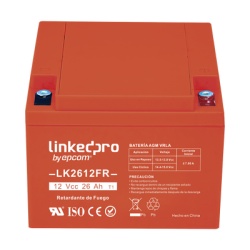 LINKEDPRO BY EPCOM LK2612FR Bateria de respaldo 12 V| 26 Ah | AGM | Certificada UL94-V0 Retardante a la Flama | Especial para Seguridad Electronica | UPS | Sistemas de Emergencia | Vida util 5 anos |
