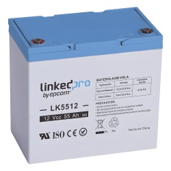 LINKEDPRO BY EPCOM LK5512 Bateria de respaldo 12 V | 55 Ah | AGM | Especial para Seguridad Electronica | UPS | Sistemas de Emergencia | Vida util 5 anos | Terminales T2