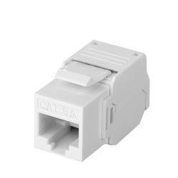 LINKEDPRO BY EPCOM LP-KJ-6A-TTWH Modulo Jack Keystone Cat6A (Toolless) con Terminacion en Angulo 180 Grados Color Blanco Compatible con Faceplate y Patchpanel Linkedpro
