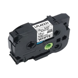 LINKEDPRO BY EPCOM LPLAE231 Cartucho de Etiquetas Laminadas / 12 mm / 8 m (26.2 ft) / Negro sobre Blanco / Compatible con LPLAP1000 y Brother
