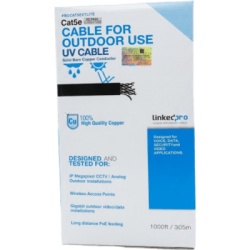 LINKEDPRO BY EPCOM PRO-CAT5-EXT-LITE Cable UTP Categoria 5e para Exterior / 24AWG 4 Pares / Conductor Cobre Desnudo / Cubierta LDPE Negra Resistente a Rayos UV / Relleno Anti-Humedad PE Tap Compound /