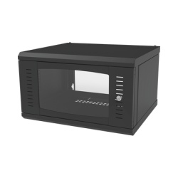 LINKEDPRO BY EPCOM SR-1906-GFP Gabinete para Montaje en Pared con Puerta de Cristal Templado Cuerpo Fijo con 6 Unidades de Rack de 19in Fabricado en Acero