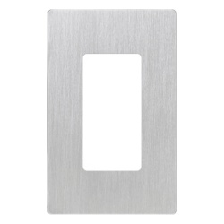 LUTRON ELECTRONICS CW1SS Placa de pared Claro de 1 espacio sin tornillos visibles acabado en acero inoxidable para atenuadores y controles Lutron Maestro Diva Skylark y control Pico