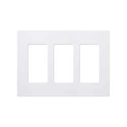 LUTRON ELECTRONICS CW3WH Placa de pared Claro de 3 espacios sin tornillos visibles color blanco brillante para atenuadores apagadores y controles Pico Lutron