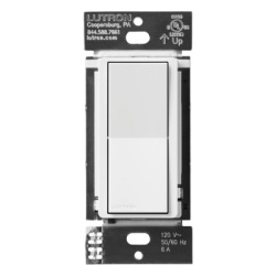 LUTRON ELECTRONICS DVRFASWH Interruptor auxiliar cableado Caseta para control multiubicacion con atenuador Diva o interruptor Claro inteligente blanco