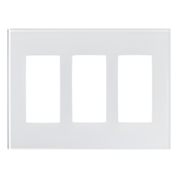 LUTRON ELECTRONICS LFGR-3-CWH Placa frontal de cristal de 3 espacios para atenuadores teclados y controles Pico Lutron con apertura tipo Designer sin tornillos visibles cristal claro con pintura blanc