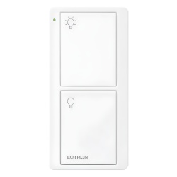 LUTRON ELECTRONICS PJ22BGWHL01 Control remoto inalambrico Pico de 2 botones para encender y apagar luces usable como control de mano o de pared compatible con Caseta Wireless RadioRA 2 y HomeWorks QS