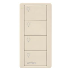 LUTRON ELECTRONICS PJ24BLAL31P Control Pico inalambrico de 4 botones para generar 3 escenas y un apagado gloss light almond Clear Connect RF