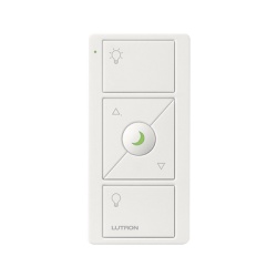 LUTRON ELECTRONICS PJN3BRLGWHL01 Control remoto inalambrico Pico de 3 botones con subir y bajar de intensidad y luz nocturna compatible con Caseta Wireless y RadioRA 2 color blanco brillante