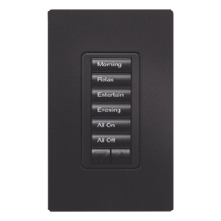 LUTRON ELECTRONICS RRDHN6BRLMN Teclado hibrido de pared 6 botones con atenuador de neutro integrado para RadioRA 2 acabado Midnight