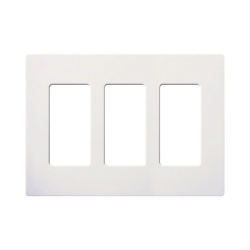 LUTRON ELECTRONICS SC-3-SW Placa de pared de 3 espacios sin tornillos visibles en acabado Snow satinado compatible con atenuadores e interruptores Lutron Maestro Diva Claro y controles Pico
