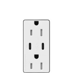 LUTRON ELECTRONICS SCR15CCTRSW Receptáculo USB Lutron / 15 A 125 V~ / Tipo A+C / Power Delivery 55 W / Tamper Resistant / Claro Satin Midnight