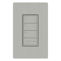 LUTRON RADIORA 3 RRSTW3RLPB Botonera de pared Sunnata con 3 botones de escena y subir/bajar RF 2.4 GHz color Pebble para RadioRA 3