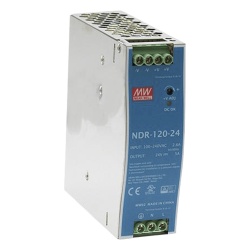 MEANWELL NDR-120-24 Fuente de poder industrial para riel DIN / 120W / 24Vcc / 5A / Entrada: 90-264Vca