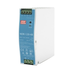 MEANWELL NDR-120-48 Fuente de poder industrial de 120 W salida 48 Vcc entrada 90~264 VCA para montaje en riel DIN
