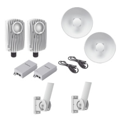 MIMOSA NETWORKS C6XPTPKIT4 Kit de 2 radios C6X con 2 antenas de (25 dBi) rango de frecuencia extendida (5.1 a 6.4 GHz) incluye inyector POE cable de alimentacion y 2 FLEXIMOUNT-XL para alineacion