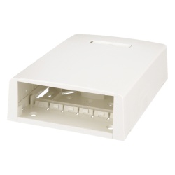 PANDUIT CBXF12IW-AY Caja de Montaje en Superficie con Accesorio para Resguardo de Fibra Optica para 12 Modulos Mini-Com Color Blanco Mate