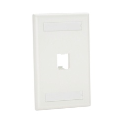 PANDUIT CFPL1IWY Placa de Pared Vertical Clasica Salida Para 1 Puerto Mini-Com Con Espacios Para Etiquetas Color Blanco Mate