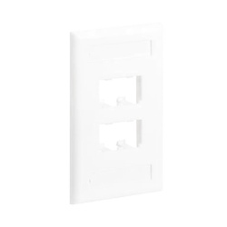 PANDUIT CFPL4WHY Placa de Pared Vertical Clasica Salida Para 4 Puertos Mini-Com Con Espacios Para Etiquetas Color Blanco
