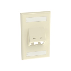PANDUIT CFPSL2EIY Placa de Pared Vertical Clasica Salida Para 2 Puertos Mini-Com Inclinados Con Espacios Para Etiquetas Color Marfil