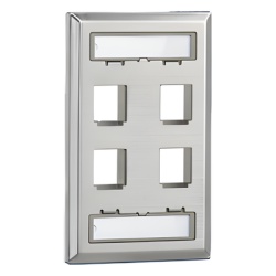 PANDUIT NKF4S Placa de Pared Vertical Salida Para 4 Puertos Keystone Con Espacios Para Etiquetas de Acero Inoxidable