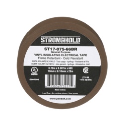 PANDUIT ST17-075-66BR Cinta Electrica STRONGHOLD para Aislar de PVC Uso General Reparacion y Mantenimiento Grosor de 0.18mm (7 mil) Ancho de 19mm y 20.12m de Largo Color Cafe