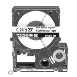 PANDUIT T024X000FJM-BK Casete de Etiquetas de Poliolefina de Cinta Continua Color Negro Sobre Blanco Uso Interior/Exterior 5.82 mm de Ancho x 7 Metros (22.97 Pies) de Largo