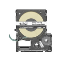 PANDUIT T050X000VXM-BK Casete de Etiquetas de Vinilo de Cinta Continua Color Negro Sobre Amarillo Uso Interior/Exterior 9 mm de Ancho x 7 Metros (22.97 Pies) de Largo