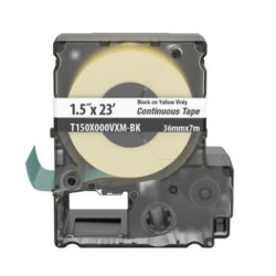 PANDUIT T150X000VXM-BK Casete de Etiquetas de Vinilo de Cinta Continua Color Negro Sobre Amarillo Uso Interior/Exterior 36 mm de Ancho x 7 Metros (22.97 Pies) de Largo