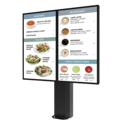 PEERLEES KOF555-2 Montaje Tipo Kiosco para exterior compatible con Pantallas de 55" Samsung OH55AS / Diseno Ultradelgado / METAL / Exterior IP65 / Base Pedestal 8" / Soporte para 2 pantallas