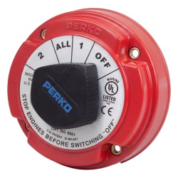 PERKO 8501DP Switch Selector de Bateria Marina PERKO 8501 / 250A Continuos 360A Intermitentes / 6-32 VCC / Encendido Protegido / Selector 1-2-Both-Off / Desconexion de Alternador