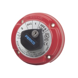 PERKO 8502DP Switch Selector de Bateria Marina PERKO 8502 con Llave / 250A Continuos 360A Intermitentes / 6-32 VCC / Selector 1-2-Both-Off / Bloqueo con Llave / Encendido Protegido