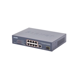 PLANET FGSD-1011HP Switch no Administrable 8 puertos 10/100 PoE 802.3af/at 135W 1 puerto Uplink 10/100/1000 y 1 SFP 100/1000 para escritorio