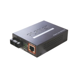 PLANET FTP-802S15 Convertidor de medios 100 Mbps UTP PoE/fibra optica Mono-Modo hasta 15 Km conector SC
