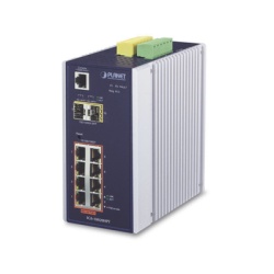 PLANET IGS-10020HPT Switch Industrial Administrable Capa 2 8 puertos PoE Gigabit 802.3af/at 2 Puertos SFP de 1 / 2.5 Gigabit Entrada de Voltaje Secundaria para Fuente Redundante