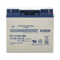 POWER SONIC PS-12180-NB2 Bateria 12V 18AH Para Respaldo Tecnologias AGM/VRLA Diseno De Vida Util 5 Anos Terminales Tipo NB2 Listada UL Libre De Mantenimiento