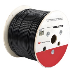 PRECISION PSC-CAT5EXT-GEL Bobina de Cable de UTP de 4 Pares Cat5e de 305 Metros (1000 Pies) 100% Cobre LDPE Resistente a Rayos UV Relleno de Gel Color Negro 24 AWG Uso en Exterior Para Aplicaciones de