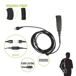 PRYME SNP-2W-30S-BF Cable para Microfono audifono SNAP intercambiable con conector para Radios Icom con conector de 2 pines.