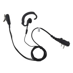 PRYME SPM-330S-E-BF Microfono de solapa con gancho suave para la oreja y fibra trenzada para puerto de accesorios Icom de 2 pines con tornillos