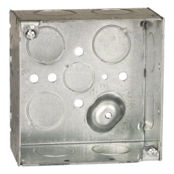 RACO HUB-231 Caja Cuadrada Galvanizada de 4 x 4" / Profundidad 2 1/8 / 11 Entradas de 3/4" y 1 de 1/2".